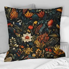 a pillow with an image of flowers on it