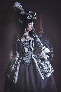 Gothic Rococo, Alternative Wedding Gown, Gothic Baroque, Vampire Ball, Vampire Fashion, Rococo Dress, Witch Moon, 18th Century Costume, Goddess Dress