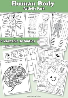 the printable human body activity pack for kids with pictures and instructions to help them learn how