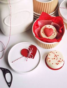 valentine's day cupcakes with red and white icing