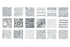 a bunch of different patterns on a white background with black dots and lines in the middle