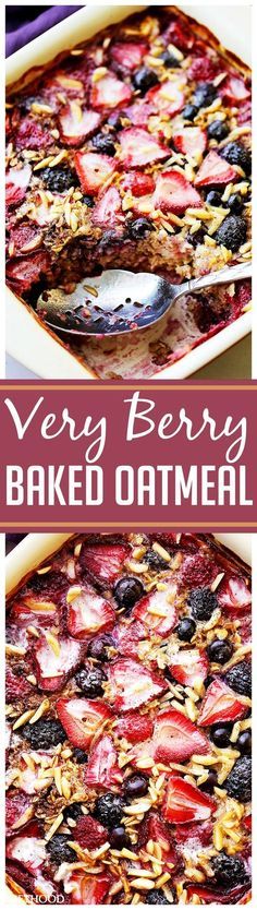 very berry baked oatmeal in a baking dish