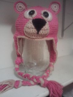 Lt. rasberry  bear fits 18 -20 inch head ( 4-6 yrs old. $15.00  shipping is free anywhere within the U.S Crochet Hats, Hats