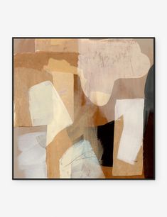 an abstract painting with brown, white and black colors on the bottom half of it