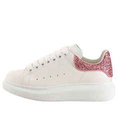 (WMNS) Alexander McQueen Oversized Sneaker 'Beige Pink Glitter' 558945WIA4Y9414 Alexander Mcqueen Oversized Sneaker, Pink Sneakers, Pink Glitter, Sneakers White, Alexander Mcqueen, Alexander, Glitter, Sneakers, Pink