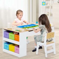 Our kids desk and chair set is the perfect addition to any young artist's space. This well-crafted set comes complete with 2 chairs, 6 canvas baskets, 6 paint cups, and a roll of paper. Your child can use the table for coloring, kinetic sand, snack time, etc. The chair ensures optimal ergonomic support. Storage space under the table offers convenient storage for all kinds of supplies, keeping your child’s creative process uninterrupted. With durable materials, this art desk and chair set is buil Drawing Station, Kids Art Easel, Kids Art Table, Paint Cups, Kids Craft Tables, Kids Table Chair Set, Toddler Craft, Play Wood, Table Easel