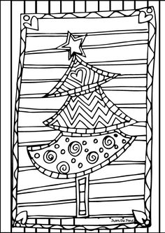 a christmas tree is shown in this coloring page