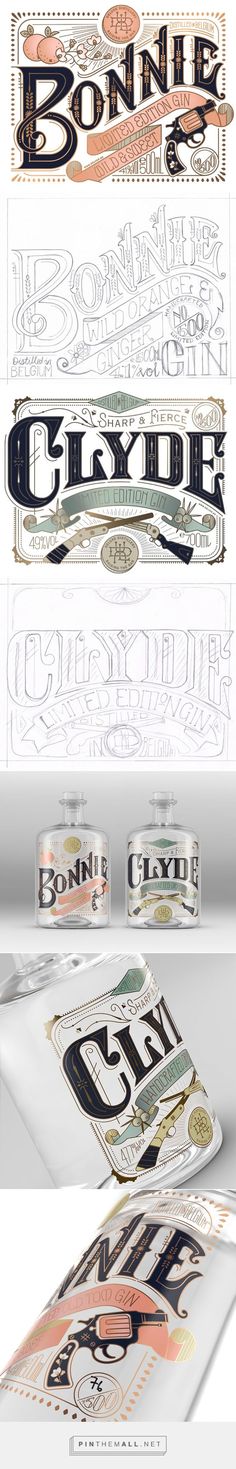 Bonnie & Clyde Logo #logo logos #logos vintage logo #vintagelogo vintage logos #vintagelogo vintage logo design #vintagelogodesign vintage logo ideas #vintagelogoideas 3.1066 Micro Distillery, Gin Packaging, Creative Package Design, Japanese Graphic, Design Identity, Hand Lettering Inspiration, Identity Branding, Bonnie Clyde