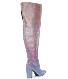 GB Queen-BeeTwo Wide Calf Ombre Rhinestone Over-the-Knee Boots | Dillard's Taylor Concert, Knee High Boots Outfit, Bedazzled Shoes, High Boots Outfit, Bling Shoes, Summer Clearance, Classic Wardrobe Staples, Pointed Toe Boots, Toe Boots