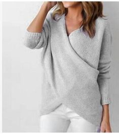 Pullovers Outfit, Pullover Mode, Pullover Outfit, Long Sleeve Knit Sweaters, Sweaters Online, Knitting Women Sweater, Pullover Shirt, Wrap Sweater, Casual Sweaters