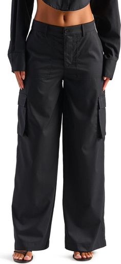 Naked Wardrobe Keep It Casual Wide Leg Cargo Pants | Nordstrom Women’s Cargo Pants Outfit, Emily Black, Pants Nordstrom, Wide Leg Cargo Pants, Cargo Pants Outfit, Naked Wardrobe, Black Cargo Pants, Black Cargo, Fabric Gift Bags