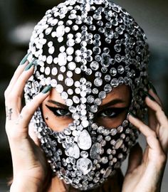 Rhinestone Full Face Mask Festival Burning Man Crystal Stage DJ Dance Face Cover | eBay Margiela Mask, Night Club Dance, Sequin Mask, Dj Stage, Mascaras Halloween, Metal Spikes, Face Jewels, Cyberpunk Fashion, Full Face Mask