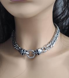 This is a Viking style chunky chain steel gothic grunge punk choker collar necklace, handcrafted with care using only the finest stainless steel materials. This piece features skull clasps that add a touch of gothic edge. PLEASE SEE SIZING INSTRUCTIONS BELOW The chunky style of this piece makes it a statement accessory, perfect for adding a bold touch to any outfit. Whether you're looking to treat yourself or surprise a loved one, this Norse goth necklace makes for an unforgettable gift. Its got Silver Emo Choker For Alternative Fashion, Silver Emo Choker, Silver Metal Grunge Choker, Gothic Stainless Steel Chain Necklace, Gothic Silver Jewelry With Chunky Chain, Silver Gothic Chunky Chain Jewelry, Silver Gothic Jewelry With Chunky Chain, Silver Punk Style Chain Necklace, Silver Metal Grunge Chain Necklace