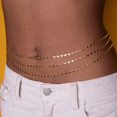 Materials: 18K Gold Plated, Stainless Steel Length: 25" Belly Chain with 3" extension chain (Sizes Available) *Hypoallergenic, Lead and Nickel Free, Tarnish Resistant Care: Our jewelry is designed to be water-resistant, so you don't have to worry about taking it off when you're near water. However, we recommend limiting prolonged exposure to water to keep your jewelry looking its best. When you're not wearing your pieces, we suggest storing them in a soft pouch or jewelry box to help maintain th Waist Chain Necklaces, Waist Jewelry Wedding, Gold Waist Chain, 90s Style Icons, Foot Chain, Smokey Topaz, Belly Chain, Waist Chain, Green Onyx