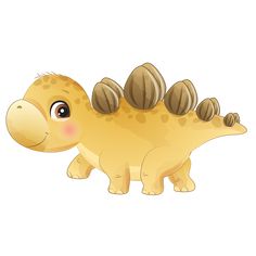 a cartoon dinosaur with snails on its back