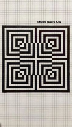 a black and white pattern on a piece of paper that has squares in the middle