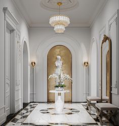 Дом во французском стиле с элементами русского колорита Modern Foyer Design, Neo Classical Interiors, Neoclassic Interior, Modern Contemporary Office, Modern Foyer, Parisian Interior, Lobby Interior Design, Cladding Design, Neoclassical Interior