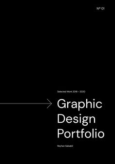 a black background with white text and an arrow pointing to the bottom that says graphic design portfolio