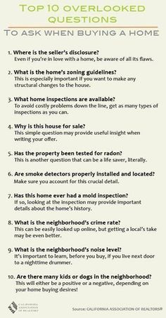 the top 10 overlooked questions to ask when buying a home info sheet is in view