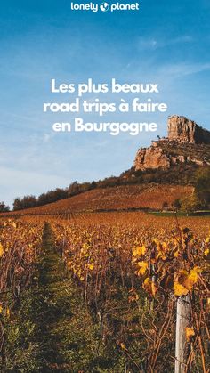 the cover of lonely planet's latest book, les plus beaux road trips a fair en bourggone