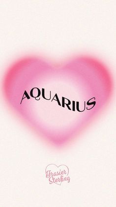 a pink heart with the word aquarius written on it's side in black ink