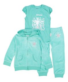 Super Cute Green & White 'Made Of Stars' Sweatshirt Set Silly Souls at zulily #ad #kidsfashion #girls #clothing Sweatshirt Set, Star Girl, Kids' Fashion, Kimonos