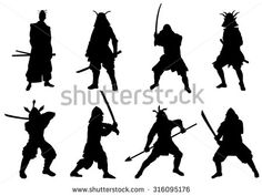 samurai silhouettes in various poses