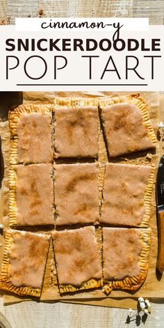 cinnamony snickkerdoodle pop tart on a cutting board