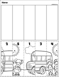 a printable worksheet for children to learn how to draw and color the bus