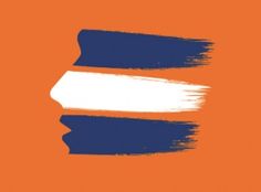 an orange background with blue and white stripes