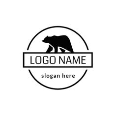 black and white bear logo design with the word name on it's bottom corner