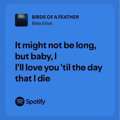 birds of a featherer quote on blue background with text that reads it might not be long, but baby, i'll love you'll'll'll'd tell the day that i die