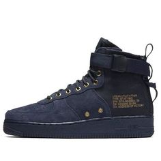 Nike SF Air Force 1 Mid 'Obsidian' 917753-400 (AF1/SNKR/Unisex) Nike Custom Navy Leather Sneakers, Custom Navy Leather Nike Sneakers, Navy Leather Custom Sneakers For Streetwear, Af1 Mid, Nike Sf Air Force 1, Nike Sf Af1, Nike Sf, Air Force 1 Mid, Stylish Sneakers