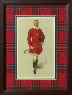 a painting of a man in red and green tartan with a tennis racquet