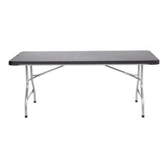 a black table with metal legs on a white background and no one is in the photo