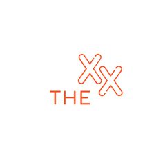 an orange and black logo with the word'the x'written in large letters