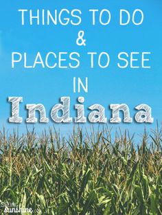 a field with the words things to do and places to see in indiana on it