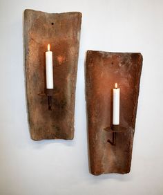 Pair of Vintage French Terracotta Candle Wall Sconce for - Etsy Terracotta Candle, Tapper Candles, Terracotta Roof Tiles, French Terracotta, Terracotta Roof, Candle Wall, Vintage Wall Lights, Casa Exterior, Wall Candle Holders