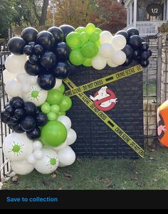 Ghostbusters Balloon Garland, Ghost Busters Halloween Decor, Ghostbusters Halloween Party, Ghostbusters Party Decorations, Ghost Busters Party Ideas, Ghost Buster Birthday Decorations, Ghostbuster Decorations, Ghostbusters Theme Party, Ghostbuster Trunk Or Treat Ideas