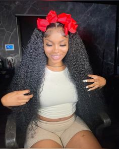 Side Ponytail Hairstyles, Weave Ponytail Hairstyles, Cute Curly Hairstyles, Bow Hairstyle, Hair Twist Styles, Hairdos For Curly Hair, Deep Wave Hairstyles