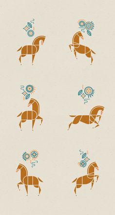 an image of horses with different designs on them