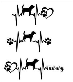 four dogs and heartbeats with the words, i love my dog