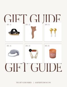 the gift guide is shown with different items