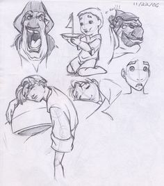 some sketches of people with different facial expressions