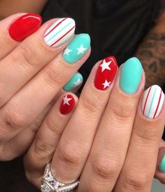 We ❤️🤍💙  this star-spangled mani by our PAINT sisters at PAINT Rochester!   We’re open on July 4 and can’t wait to make some mani magic with you!   Call us or visit the link in our bio to book your appointment. . . . #paintnailbar #nailsalon #vegannails #nontoxicbeauty #cleanproducts #veganbeautyproducts #crueltyfreebeauty #naildesign #gelnails #nailartista #nailtech #nailgoals #cleanbeauty #nailinspo #nailenvy #nailinspiration #nailtrends #patrioticmani #paintthecountry #lookbetterPAINTed Short Red White And Blue Nails, Western Patriotic Nails, Red Blue And Yellow Nails, Gel Nails For Vacation Summer, 4th Of July Nail Designs For Short Nails, Patriotic Nail Designs, 4th Of July Nail Designs, Random Nails, Rodeo Nails