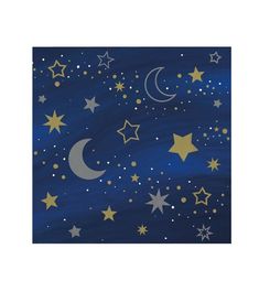 stars and crescents are painted on a blue background