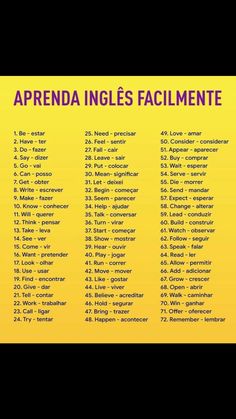 a yellow sign with the words aprenda ingles facilmente