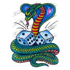 a snake and dice tattoo design