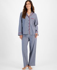 in stock Flannel Pajama Sets, Flannel Women, Flannel Pajamas, Pajamas Set, Gingham Check, Charter Club, Cotton Flannel, Pajama Set, Gingham