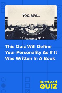 a blue book cover with the words, you are this quiz will define your personality as if it was written in a book